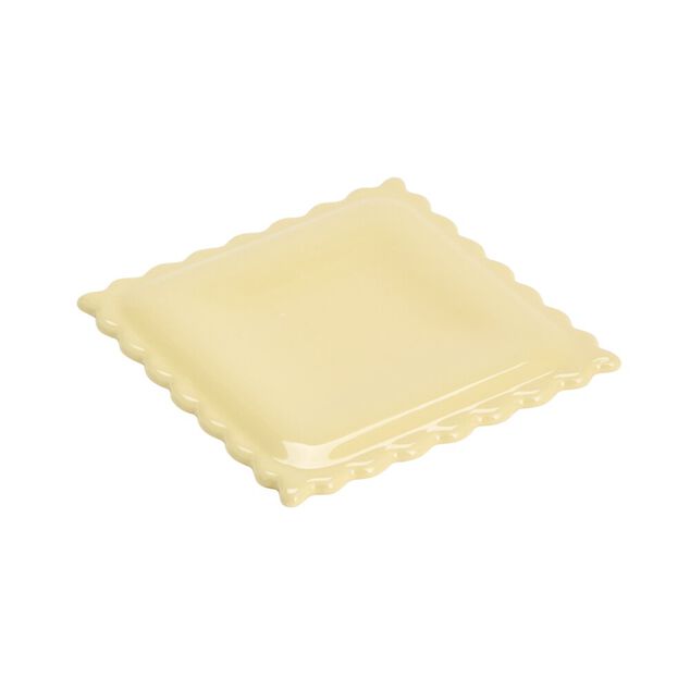 Repose-cuill&egrave;re forme raviole carr&eacute; c&eacute;ramique beige 15x15cm