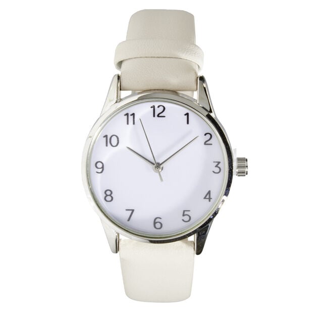 Montre femme cadran rond acier argent&eacute; bracelet simili &Oslash;3,5xH23cm (4 mod&egrave;les)