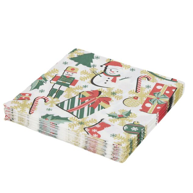 Serviette en papier 4 plis X20 pcs imprim&eacute; No&euml;l 33X33 cm multicolore