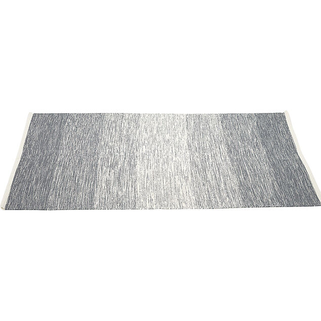 Tapis rectangulaire rayure blanche et bleue