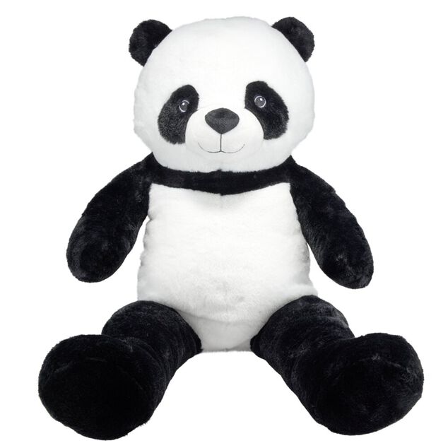 Peluche panda g&eacute;ant XXL polyester noir et blanc 40x30xH100cm
