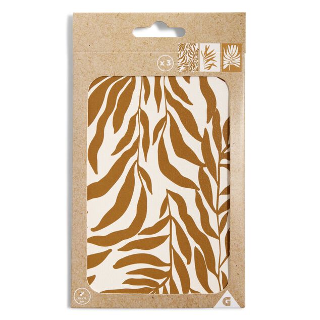 Lot de 3 affiches papier beige et orange 10x15cm