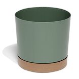 Pot de jardin Tubo plastique vert avec soucoupe marron &Oslash;39cm