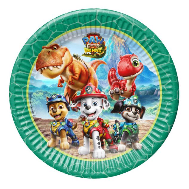 Assiette carton x8 Pat Patrouille dinosaure &Oslash;23cm