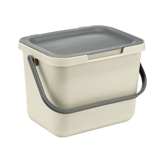 Poubelle &agrave; compost 6L plastique gris et beige 25,5x19xH18,5cm