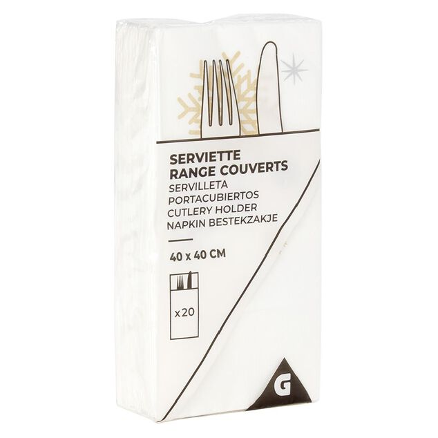 Serviette kangourou en papier motif flocon de neige x20