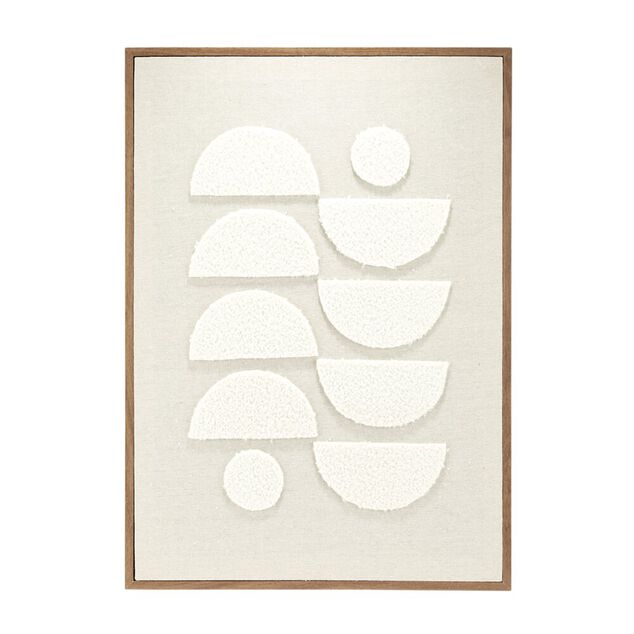 Tableau d&eacute;coratif motif laine boucl&eacute;e beige et marron bords bois 50x70cm (3 mod&egrave;les)