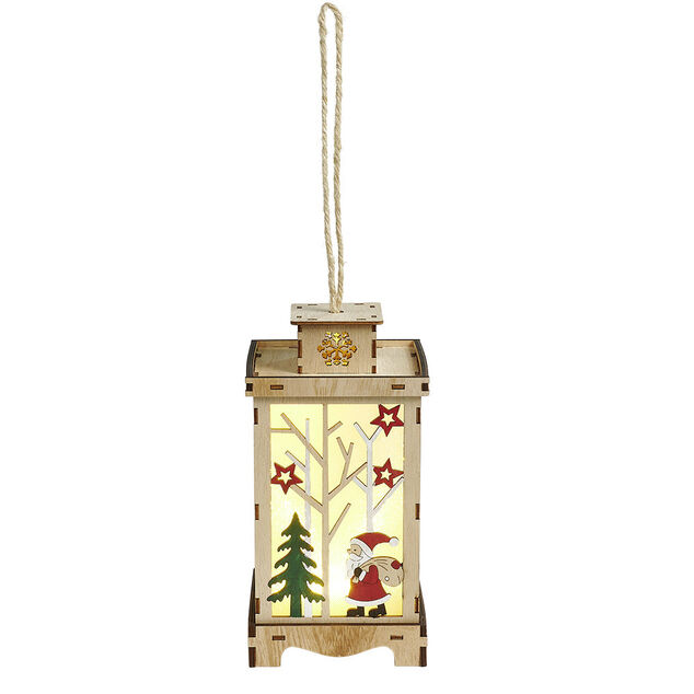 Lanterne lumineuse int&eacute;rieur en bois d&eacute;cor No&euml;l