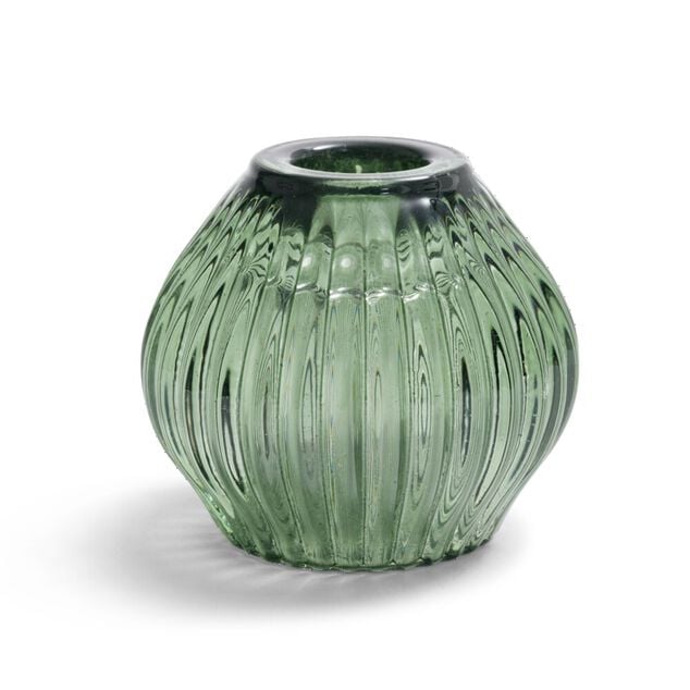 Bougeoir rond verre vert &Oslash;7,5xH7,5cm