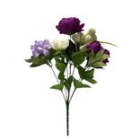 Fleur artificielle piquet pivoine/hortensia blanc et violet Ø25xH54cm