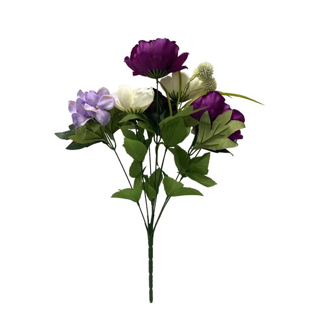 Fleur artificielle piquet pivoine/hortensia blanc et violet Ø25xH54cm