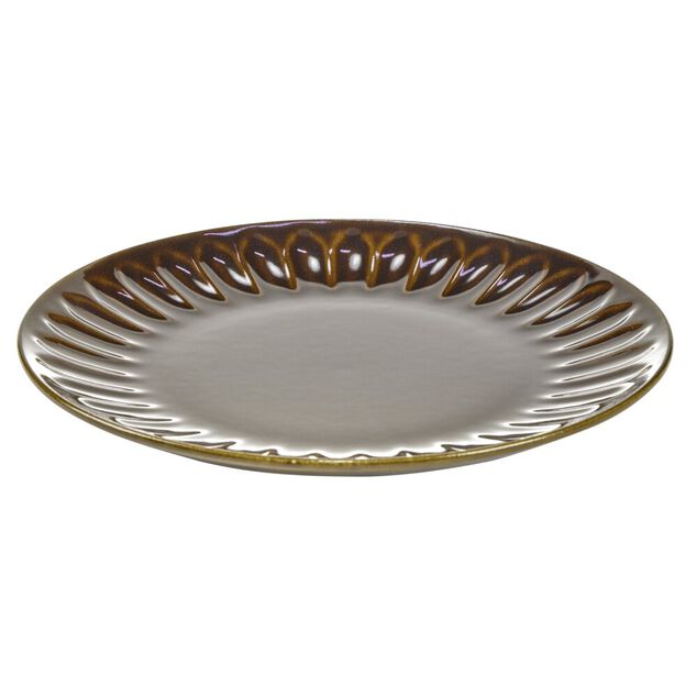 Assiette plate ronde Badem fa&iuml;ence marron fonc&eacute; &Oslash;27cm