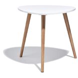 Bout de canap&eacute; table basse Joseph blanc pieds pin &Oslash;48xH42 cm