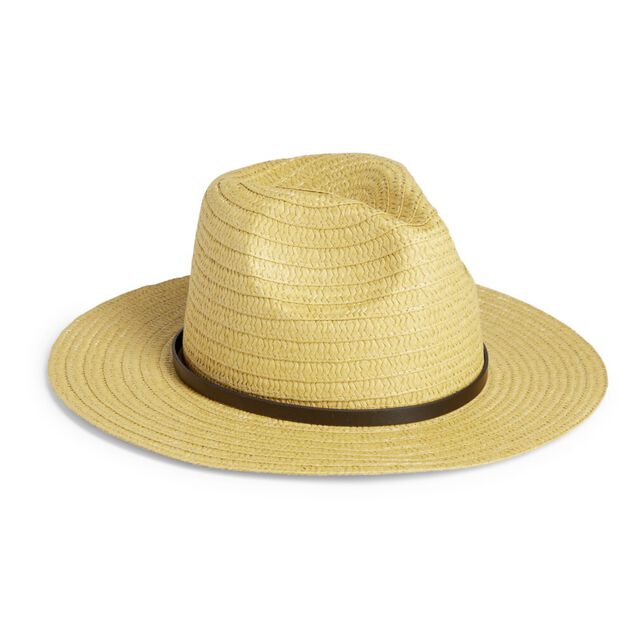 Chapeau papier tressé beige et noir T56/58