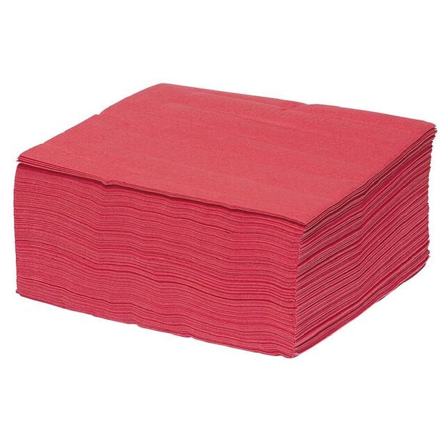 Serviette en papier ouate rouge 2 plis 33x33cm x100