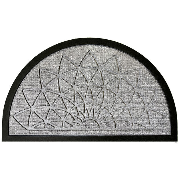Tapis d'extérieur demi lune motif rosace relief 45x75cm