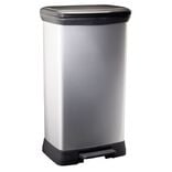 Poubelle &agrave; p&eacute;dale plastique noir gris argent&eacute; 50L