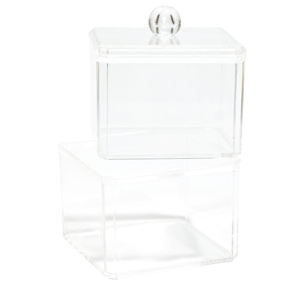 Bo&icirc;te de rangement salle de bain 2 compartiments 9,3x9,3xH15,5cm