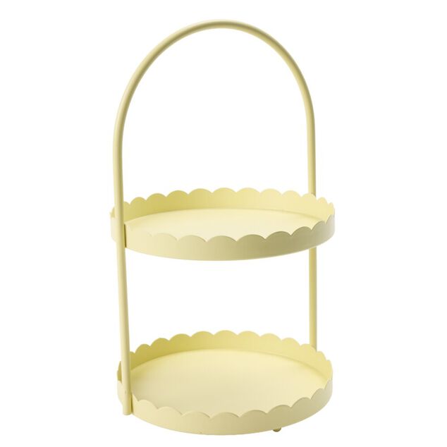 Serviteur salle de bain rond &agrave; poser 2 niveaux bord feston&eacute; m&eacute;tal &Oslash;20xH34,5cm (3 mod&egrave;les)
