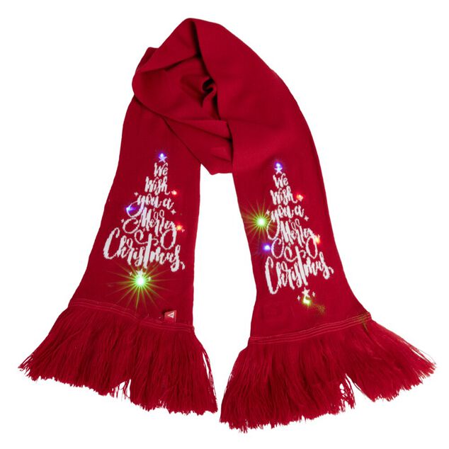 &Eacute;charpe Merry Christmas lumineuse 12LED rouge