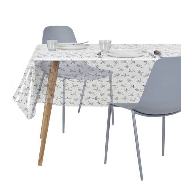 Nappe cristal rectangulaire rebord effet dentelle blanche 140x240cm