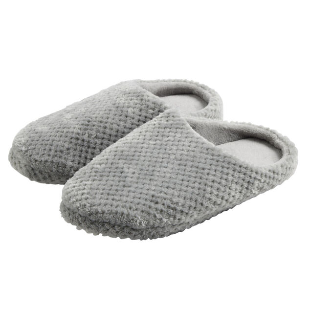 Chaussons mules unisexe gris motif quadrillé T36/37