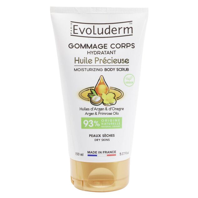 Gommage corps hydratant Evoluderm huile pr&eacute;cieuse Argan Onagre 150ml