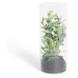 Plante verte artificielle dans tube en verre &Oslash;8xH19cm