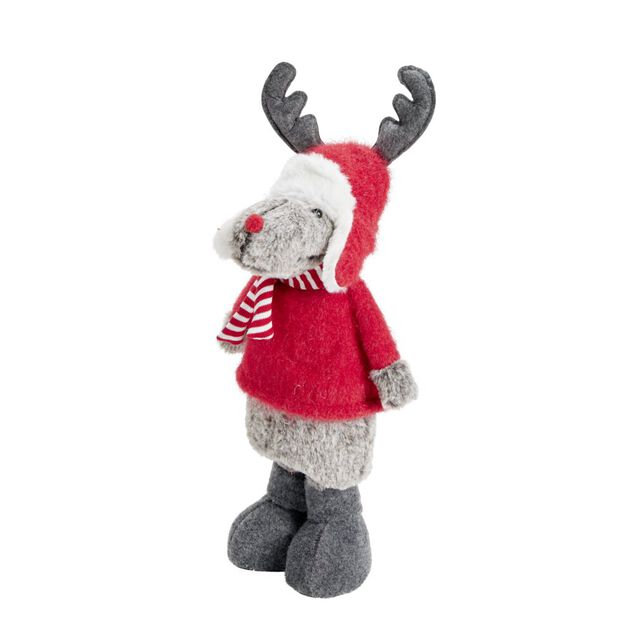 Décoration de Noël à poser renne mignon avec jambe extensible 20x17xH48à68cm