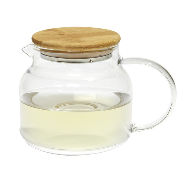Théière transparente 640ml couvercle en bois