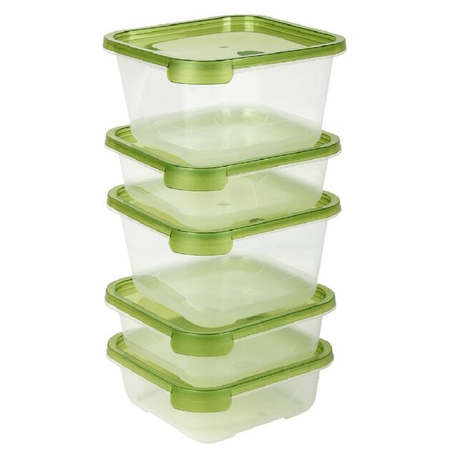 Bo&icirc;te alimentaire transparente et verte x5