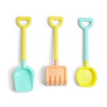 Set jeu de plage pelle, r&acirc;teau et tamis plastique