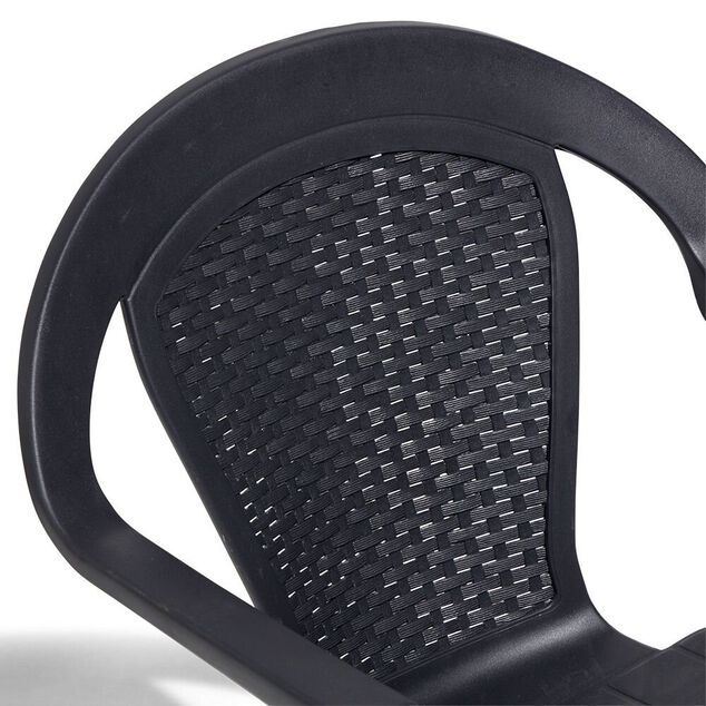 Fauteuil de jardin monobloc Viva plastique dossier tress&eacute; gris 53xP56xH80cm