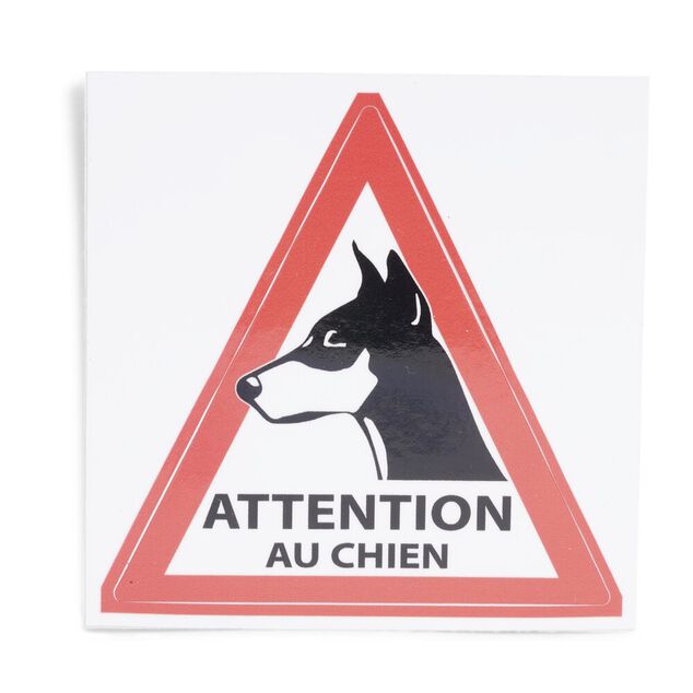 Signalétique adhésive "Attention au chien" - 8x8 cm