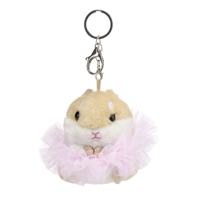 Peluche hamster en tutu rose porte-cl&eacute; H7cm