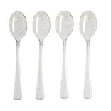 Cuillère plastique réutilisable x4 doré pailleté L17cm