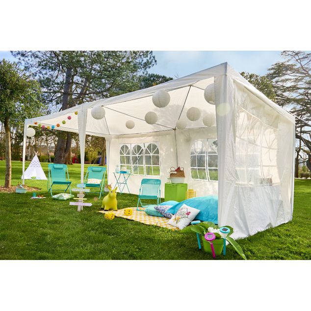 Tonnelle de r&eacute;ception &agrave; fen&ecirc;tres Palerme UPF50+ 590x290xH255cm 17m&sup2;