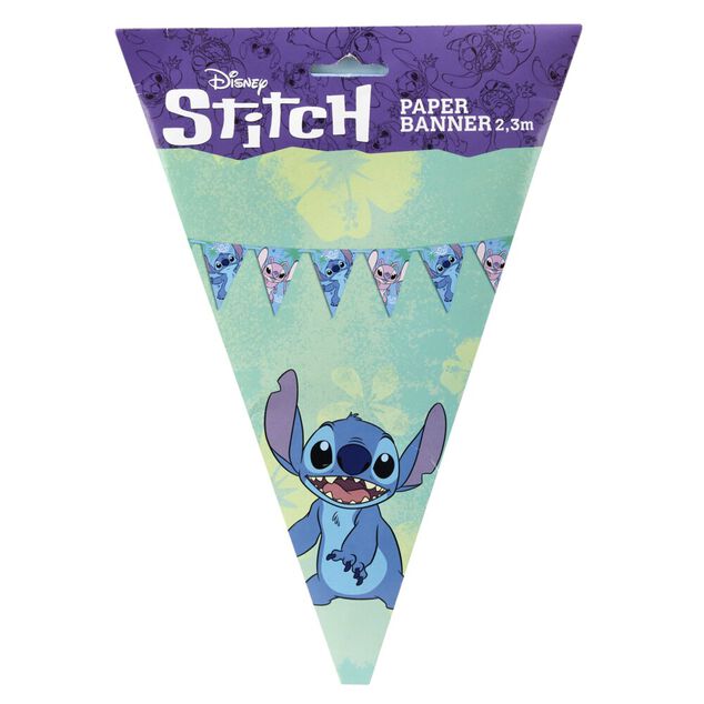Guirlande Disney Stitch fanion papier bleu 2,3m