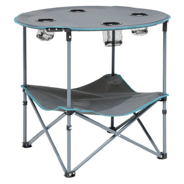 Table de camping pliable avec 4 porte-gobelets &Oslash;70xH.60 cm