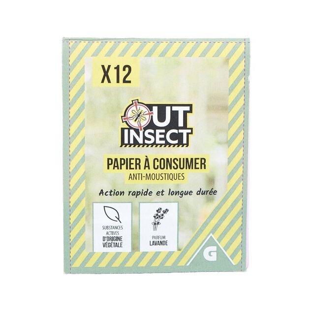 Lot de 12 papiers anti-moustiques &agrave; consumer