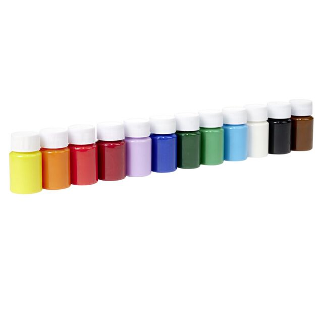 Peinture acrylique en pot pour tissu 20ml - 12 pi&egrave;ces
