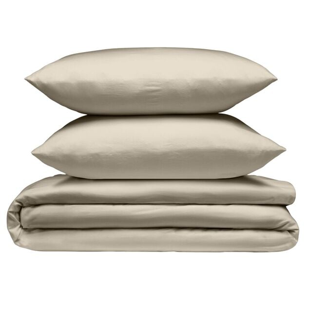Parure de lit 2 personnes 240x220cm avec 2  taies polyester uni taupe