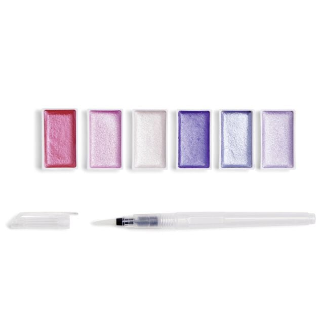 Peinture aquarelle x6 effet m&eacute;tallis&eacute;