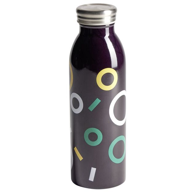 Bouteille isotherme acier noir motif rond 500ml &Oslash;6,7xH21,8cm