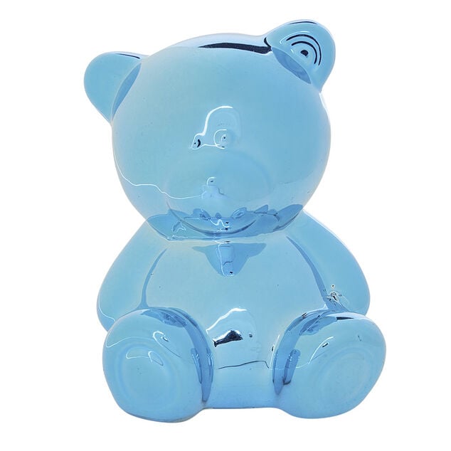Tirelire forme ours m&eacute;tallis&eacute; en c&eacute;ramique H10,5cm