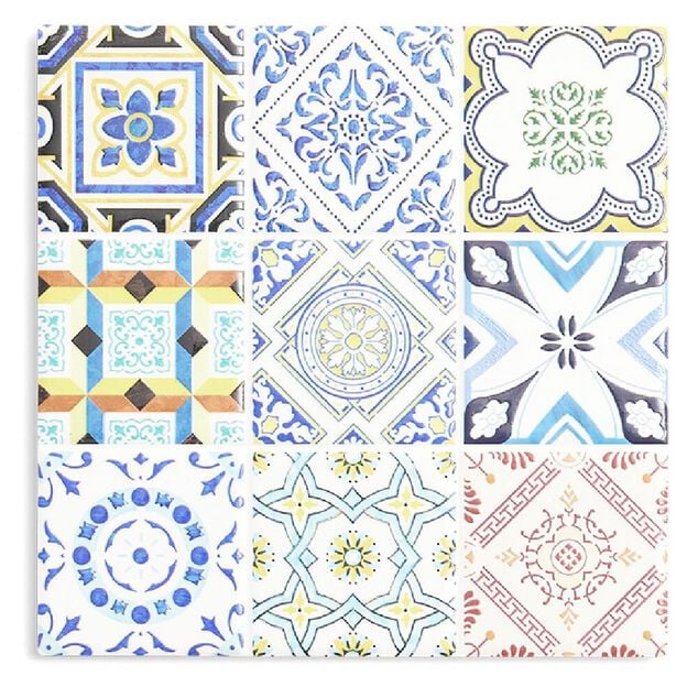 Dessous de plat carré céramique design carreau de ciment 15,2x15,2cm