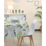 Nappe ronde toile cir&eacute;e motifs galets