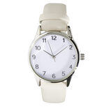 Montre femme cadran rond acier argent&eacute; bracelet simili &Oslash;3,5xH23cm (4 mod&egrave;les)