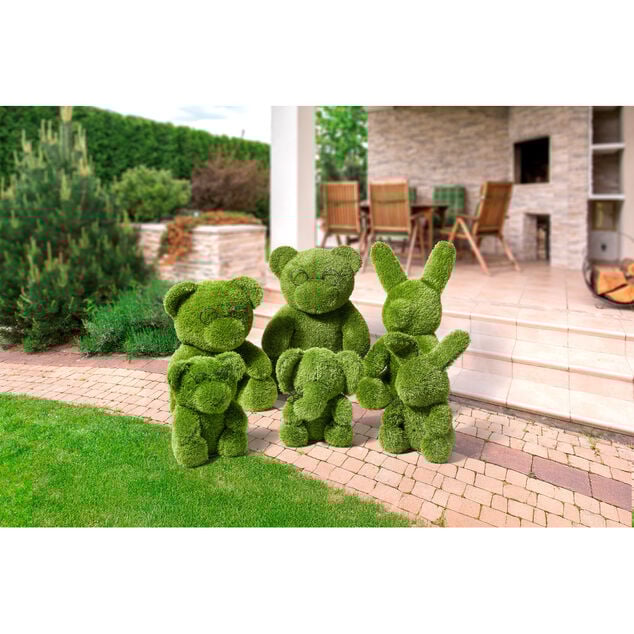 Lapin d&eacute;coratif assis XL en faux gazon vert 50x40xH80cm