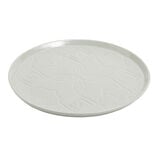 Assiette plate fa&iuml;ence unie verte avec motif relief &Oslash;27xH2cm